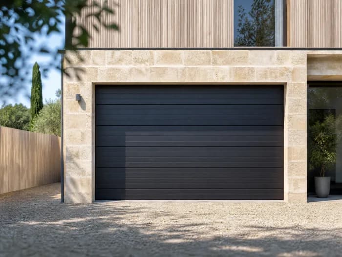 Porte de garage sectionnelle en aluminium à rainures horizontales